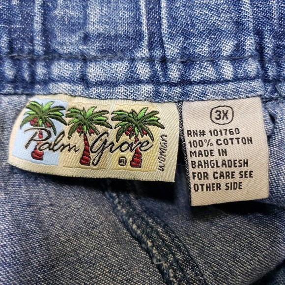 Palm Grove Womens Cropped Jeans Size 3X Palm Tree Embroidery Drawstring 44x19.5‎ - Picture 7 of 7
